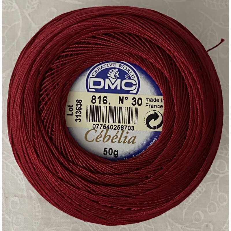DMC Cebelia 30, #816 Garnet, Combed Cotton Crochet Thread 50g