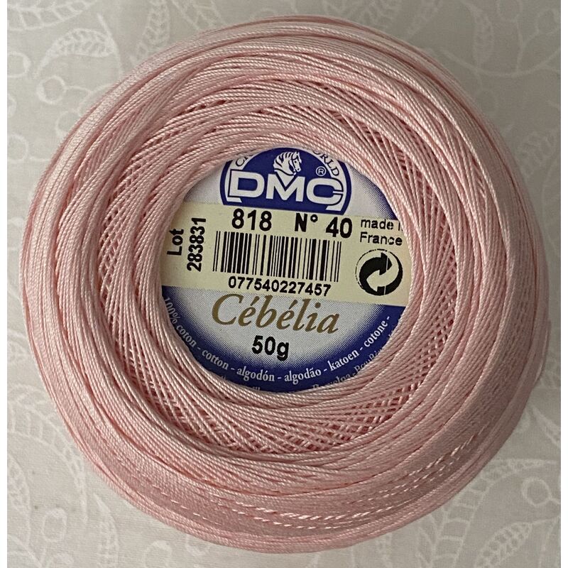 DMC Cebelia 40, #818 Baby Pink, Combed Cotton Crochet Thread 50g