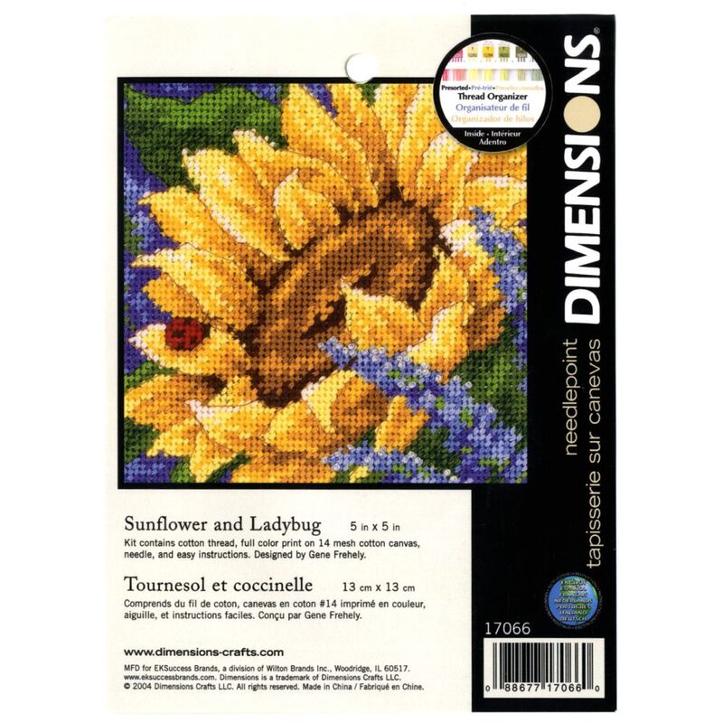 SUNFLOWER AND LADYBUG Counted Cross Stitch Kit 5" x 5" 17066