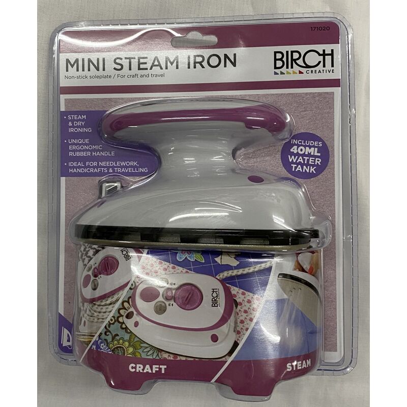 Birch Mini Steam & Dry Iron, Non Stick Soleplate, For Crafts & Travel or Home