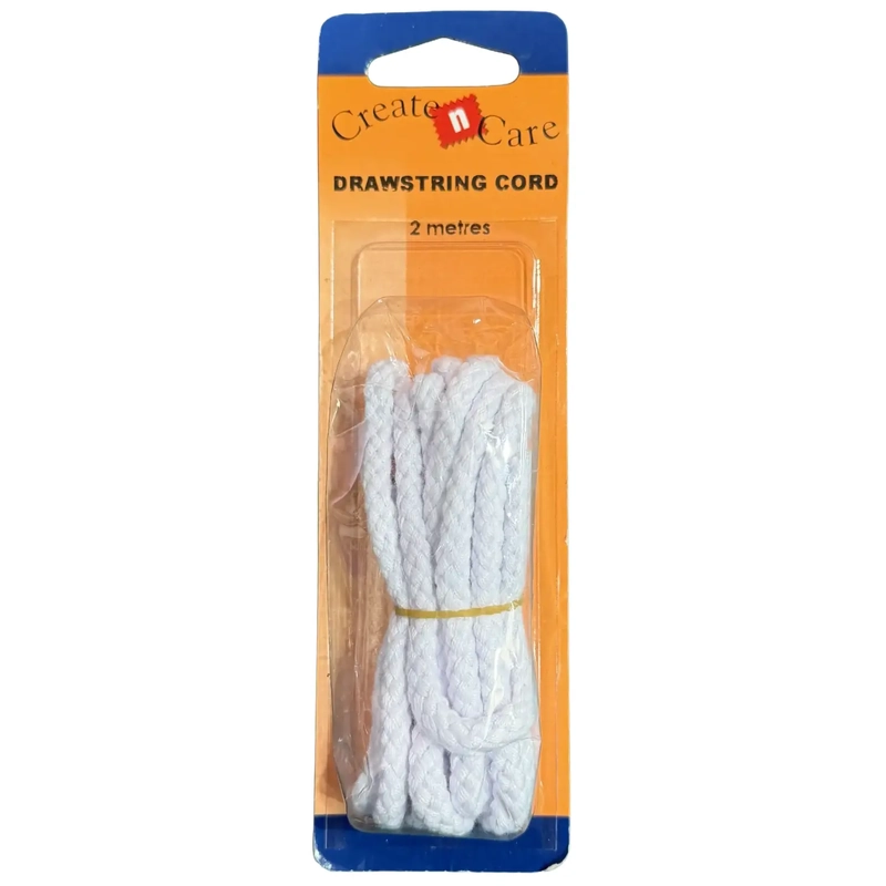 Drawstring Cord 2m WHITE by Create N Care