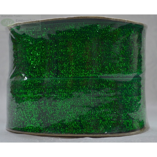 Curzon Velvet Metallic Ribbon 38mm BOTTLE GREEN Full 18 Yard Roll