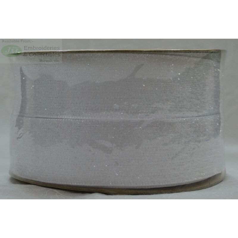 Curzon Velvet Metallic Ribbon 38mm WHITE Full 18 Yard Roll