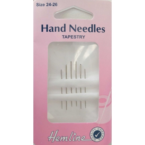 6 Pack Hemline H203.2426 Tapestry Hand Sewing Needles Size 24-26 