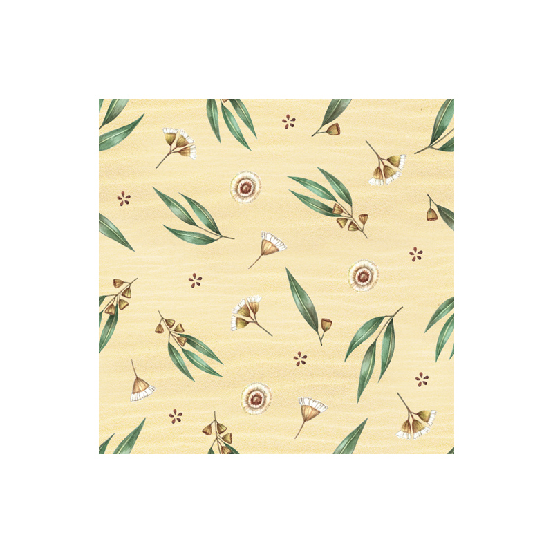 Australia Wildlife Valley II Gum Nuts Cream 110cm Wide Cotton Fabric 2044G