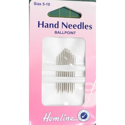 Ballpoint Needles Size 5-10, Pack of 10, Ideal For Yarns Etc, Hemline Quality Hand Needles