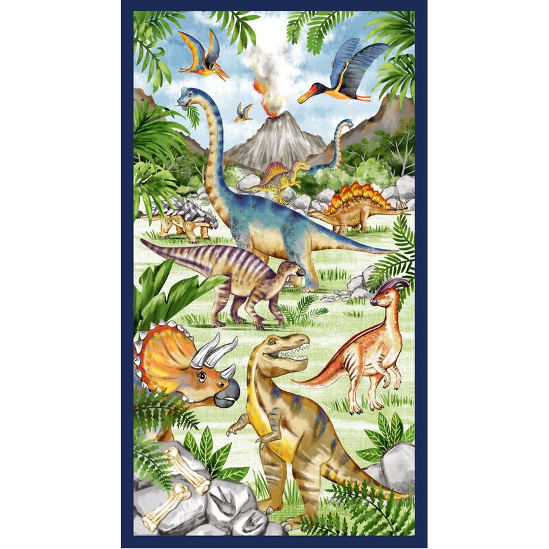 Dinosaurs Dinosaurs PANEL MULTI (Panel size 24" x 44") Cotton Fabric 2091/11150P