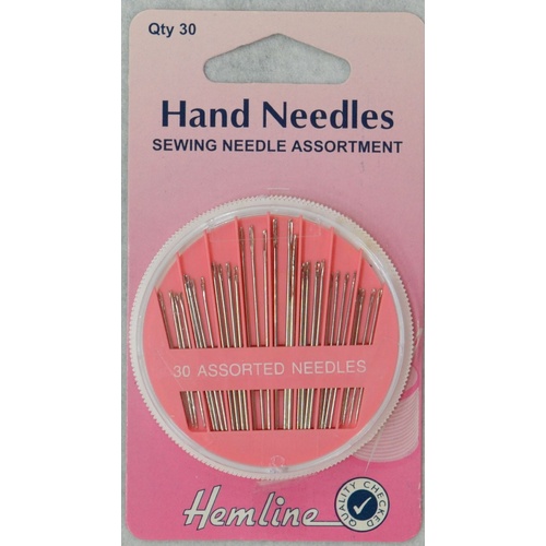 Sewing Needle Assortment Compact, 30 Assorted Needles, Hemline Quality Needles
