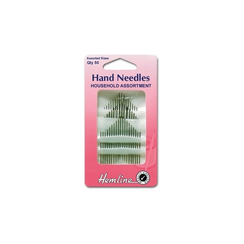 Household Assortment Hand Needles, Packet of 50 Assorted Sizes, Hemline Quality