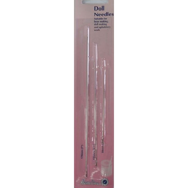 Hemline Doll Needles, 3 Pack, For Doll & Bear Making & Upholstery Work