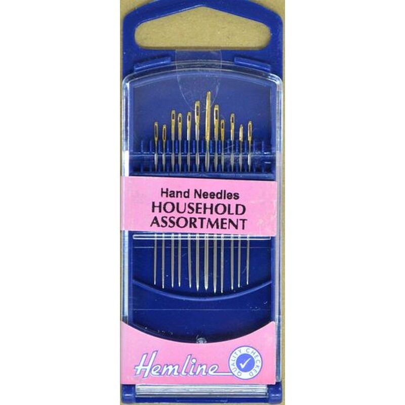 Premium Gold Eye Household Assorted, Pack of 12 Needles, Hemline Quality Hand Needles