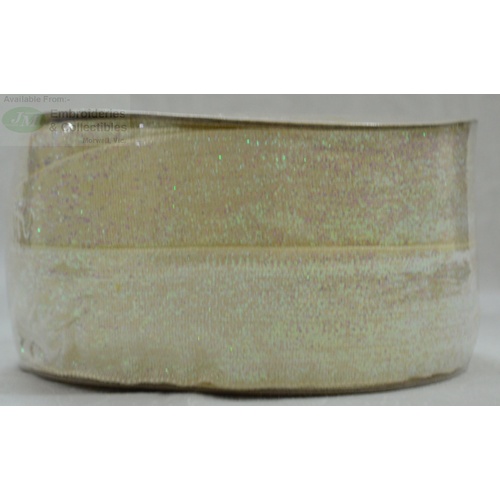 Curzon Velvet Metallic Ribbon 29mm CREAM Full 18 Yard Roll