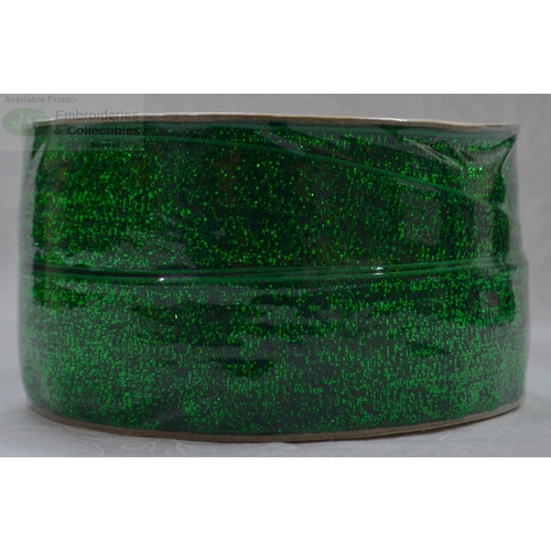 Curzon Velvet Metallic Ribbon 29mm BOTTLE GREEN Full 18 Yard Roll