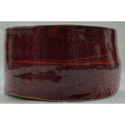 Curzon Velvet Metallic Ribbon 29mm RED Full 18 Yard Roll
