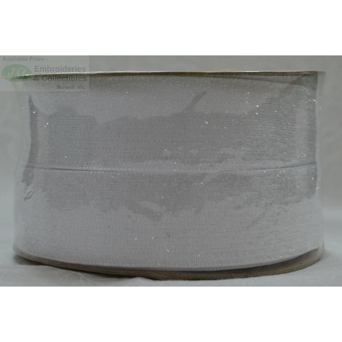 Curzon Velvet Metallic Ribbon 29mm WHITE Full 18 Yard Roll