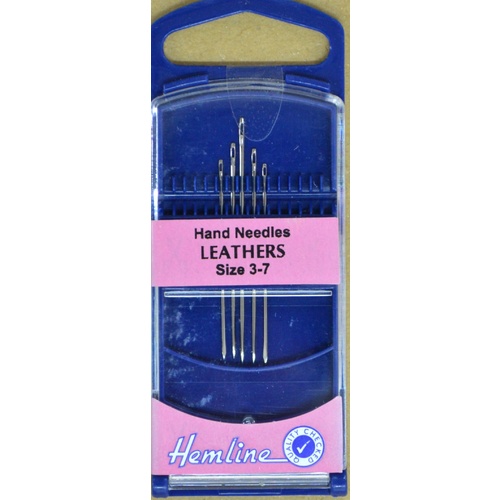 Premium Gold Eye Leather Needles Sizes 3-7, Pack of 5 Needles, Hemline Quality Hand Needles