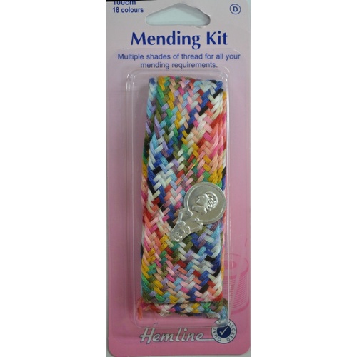 Hemline Mending Kit, 18 Colour Plait, 1 metre Each, Multi Shades Of Thread In One Pack