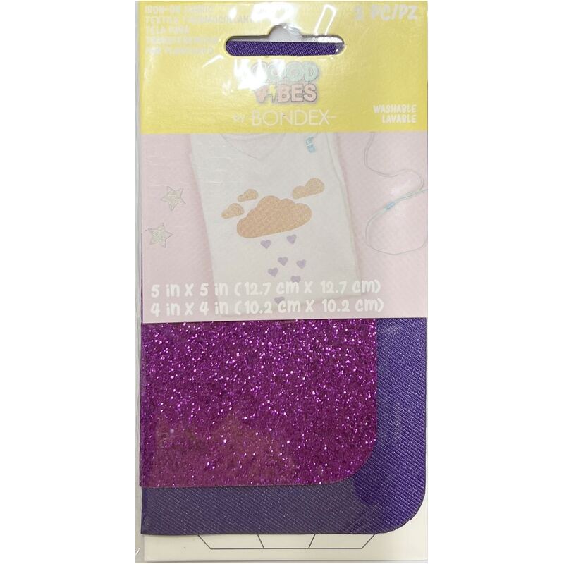 Good Vibes Iron On Patches by Bondex #240625064 Glitter Pair Purple