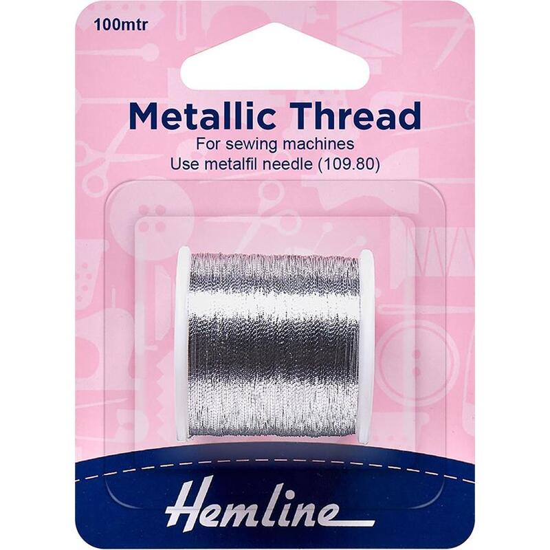 Hemline Metallic Silver thread 100m spool