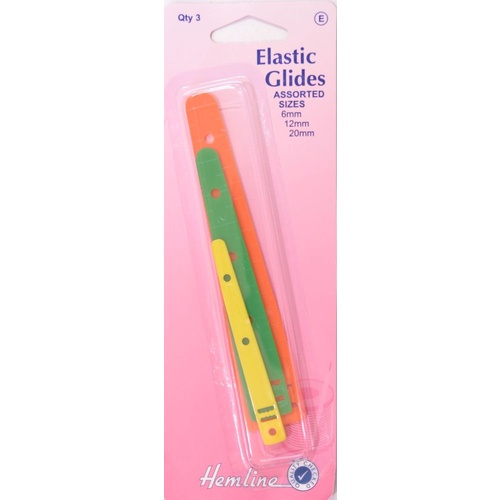 Hemline Elastic Glides, Pack of 3 Sizes 6, 12 & 20mm
