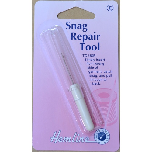 Snag Repair Tool, Minature Latch Hook Type, Protective Cover, Hemline
