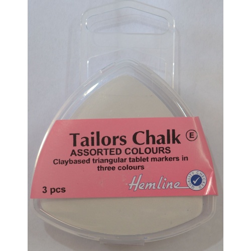 Hemline Tailors Chalk, Claybased Triangular Tablet Markers in 3 Colours