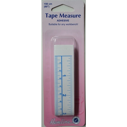 Hemline Tape Measure Adhesive Suitable For Any Workbench 150cm, 60", 25mm wide