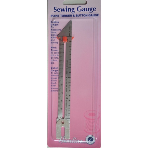 Hemline Sewing Gauge, Point Turner & Button Gauge, 145mm Overall