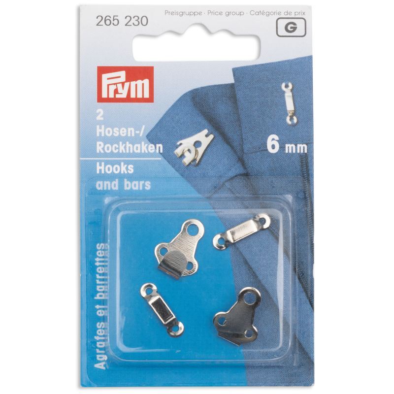 Prym Hooks And Bars For Trousers And Skirts, 6mm, Silver-Coloured