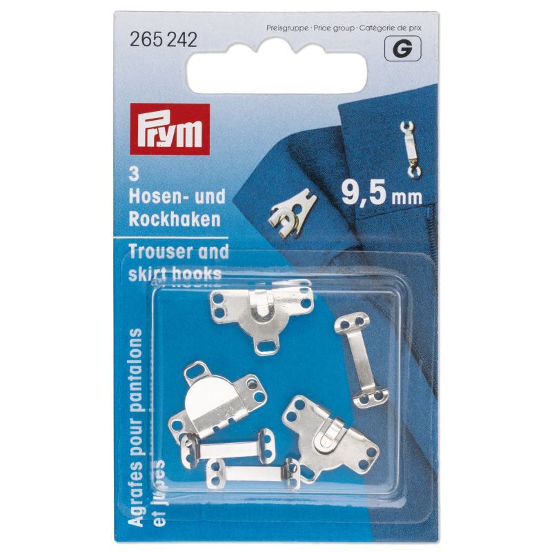 Prym Hooks And Bars For Trousers And Skirts, 9.5mm, Silver-Coloured