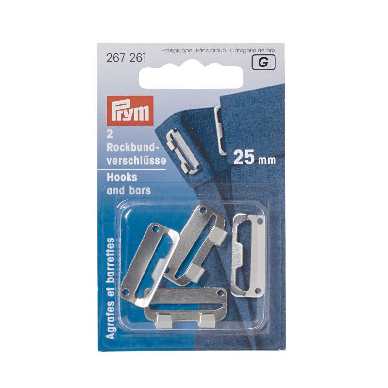 Prym Skirt Hooks And Bars, 25mm, Silver-Coloured, #267261