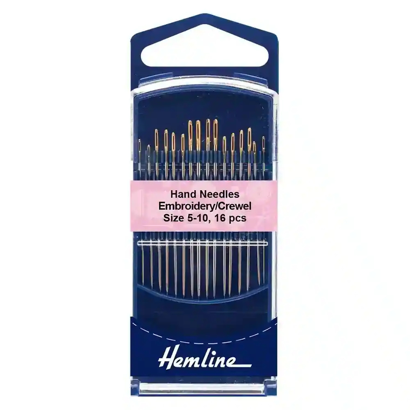 Embroidery / Crewel Needles, Gold Eye Size 5-10, Pack 16 by Hemline