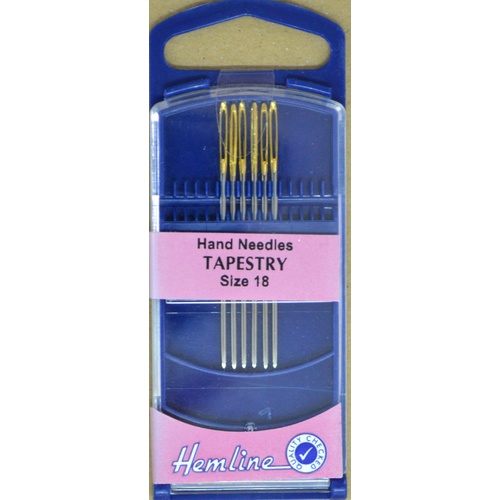 Premium Gold Eye Tapestry Needles Size 18, Pack of 6, Hemline Quality Hand Needles