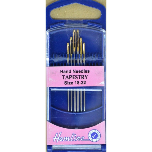 Premium Gold Eye Tapestry Needles Size 18-22, Pack of 6 Needles, Hemline Quality Hand Needles