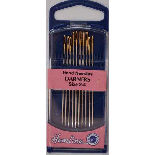 Premium Gold Eye Darners Needles Size 2-4, Pack of 10 Needles, Hemline Qality Hand Needles