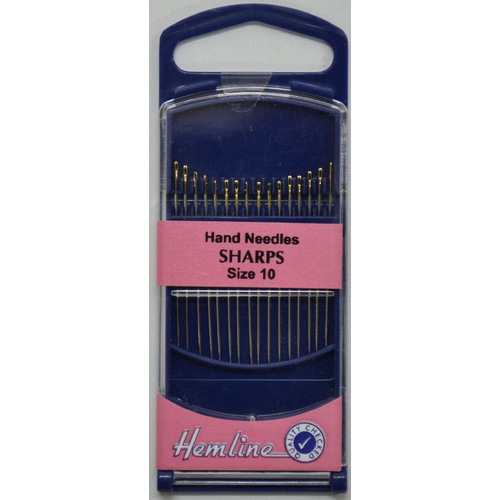 Premium Gold Eye "Sharps" Needles Size 10, Pack of 16 Needles, Quality Hand Needles