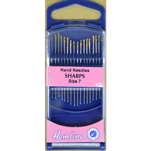 Premium Gold Eye "Sharps" Needles Size 7, Pack of 16 Needles, By Hemline
