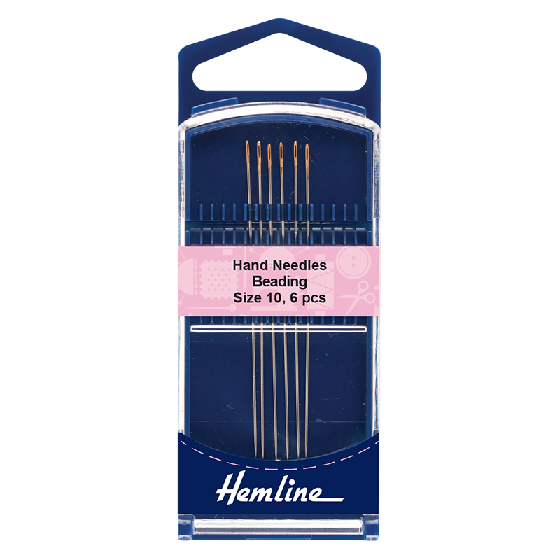 Gold Eye Beading Needles Size 10, Pack of 6 Needles, Hemline Quality