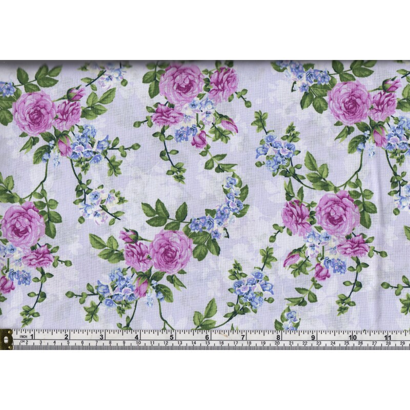 RJR Fabrics #2914 Beverly Park, Cotton, #1 Pale Lilac, 110cm Wide PER Metre