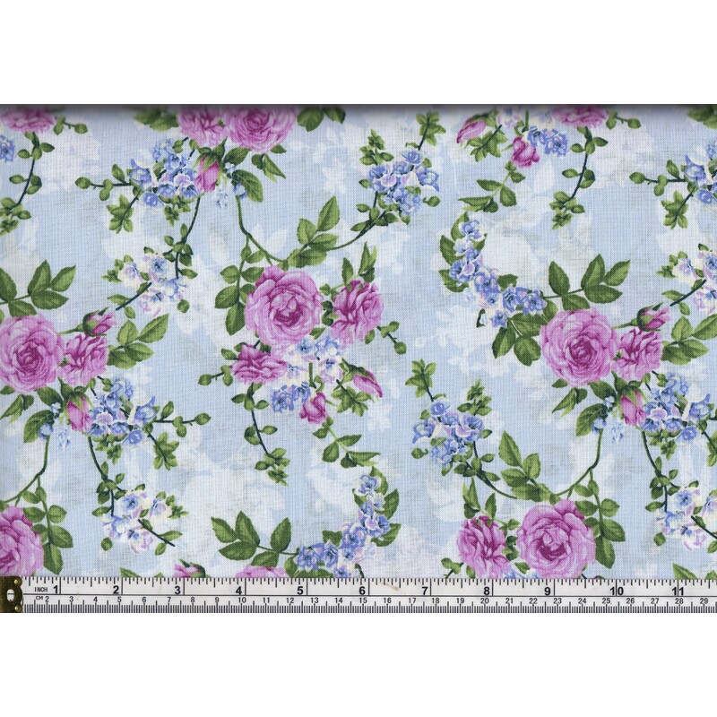 RJR Fabrics #2914 Beverly Park, Cotton, #4 Light Blue, 110cm Wide PER Metre