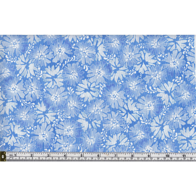 RJR Fabrics #2946, Cotton, Daisy Blue, Graceful Garden, BLUE, 110cm Wide PER METRE