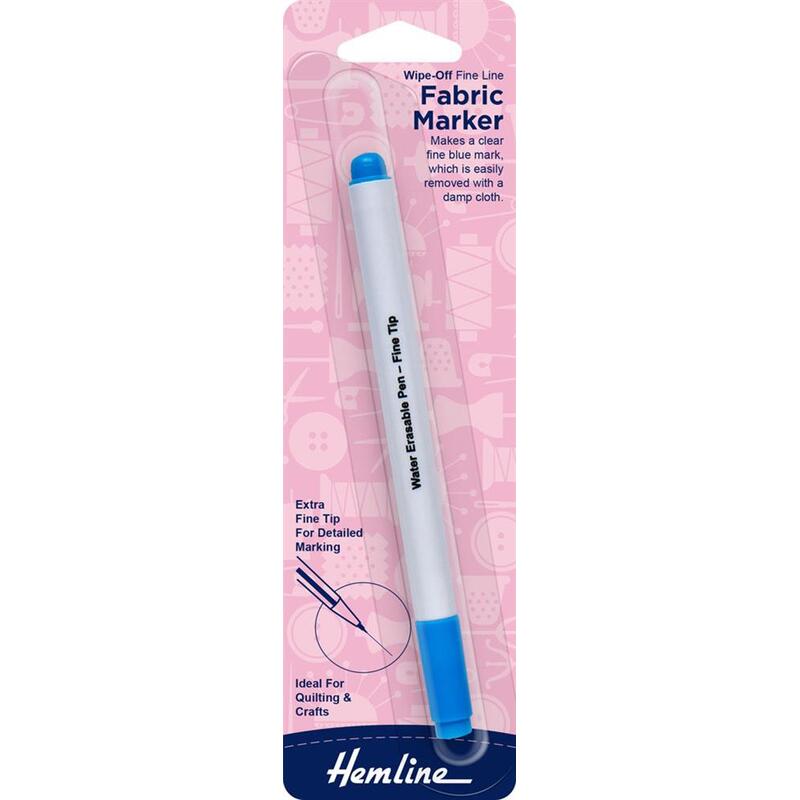 Hemline Wipe Off Fine Line Fabric Marker, Clear Fine Blue Mark