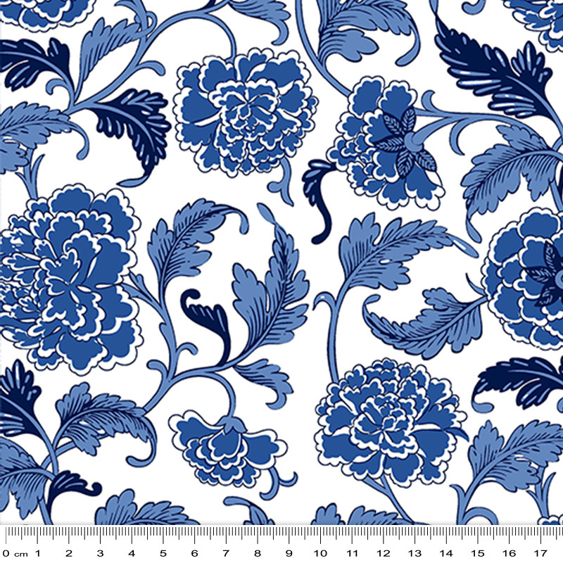 Ming Musings ELEGANCE WHITE 112cm wide Cotton Fabric 3006/11391W