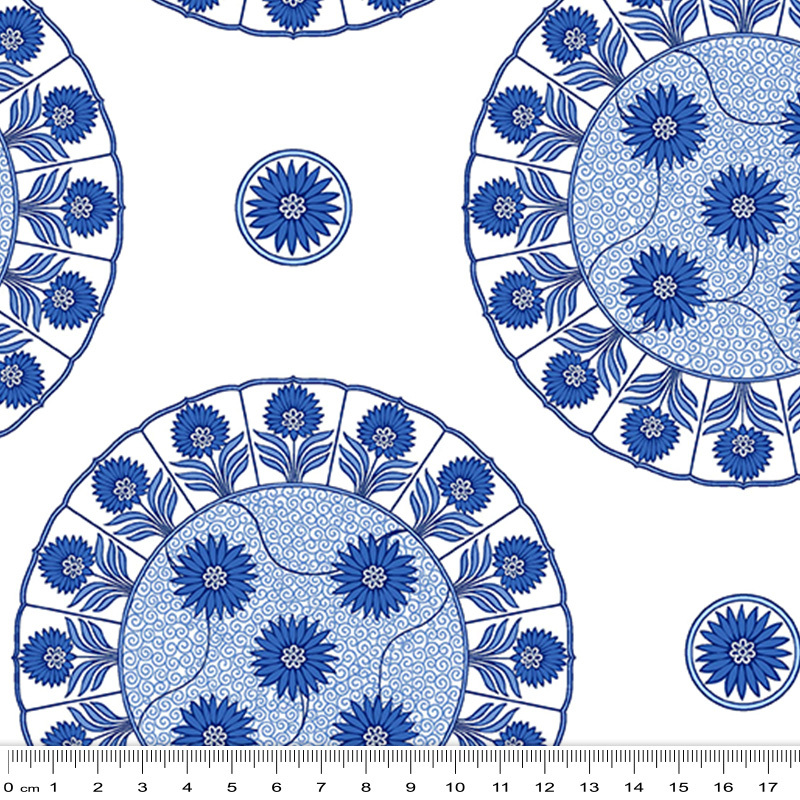 Ming Musings PORCELAIN DREAMS WHITE 112cm wide Cotton Fabric 3006/11392W