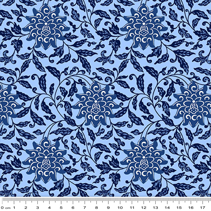 Ming Musings BLUE DYNASTY BLUE 112cm wide Cotton Fabric 3006/11393B