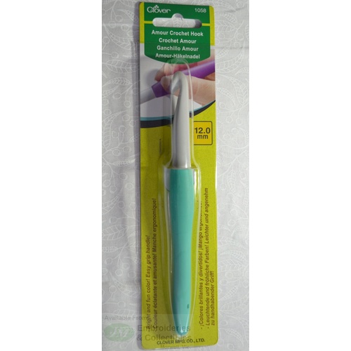 Clover Amour Crochet Hook, Easy Grip Elastomer Handle, 12.0mm #1058