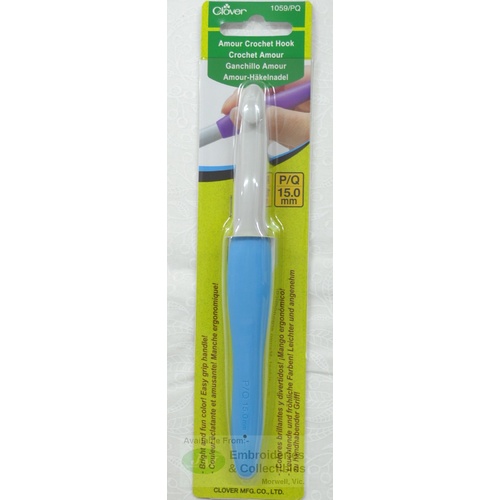 Clover Amour Crochet Hook, Easy Grip Elastomer Handle, 15.0mm #1059/PQ