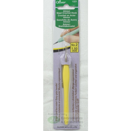 Clover Amour Crochet Hook, Easy Grip Elastomer Handle, no. 2, 1.50mm #1221