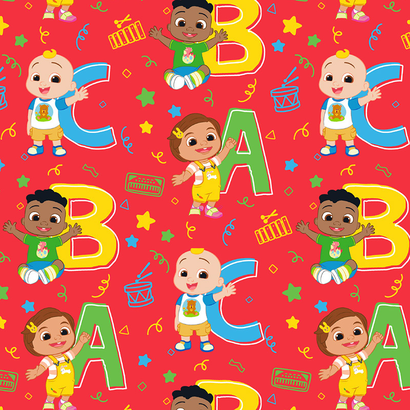 CoComelon ABC RED 110cm wide Cotton Fabric 3014/3012