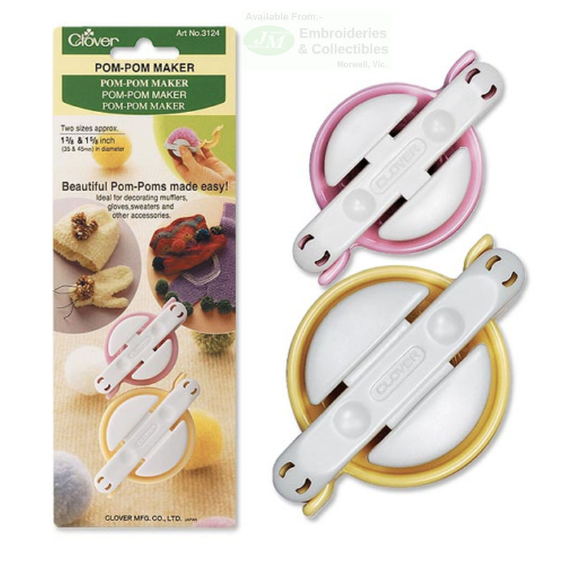 Clover Pom-Pom Maker, Small 35mm & 45mm, 2 Pack, Fun & Easy